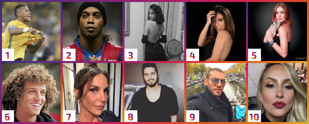 Ranking das celebridades brasileiras com mais seguidores no Instagram. 
