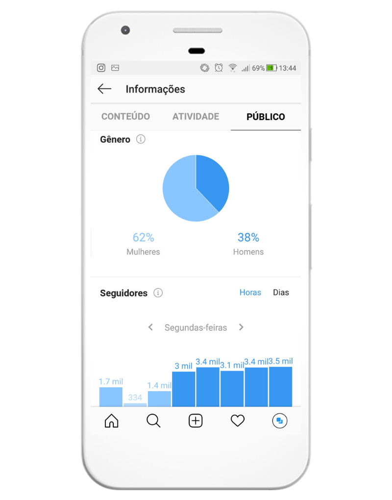 Dados de público no Instagram Insights