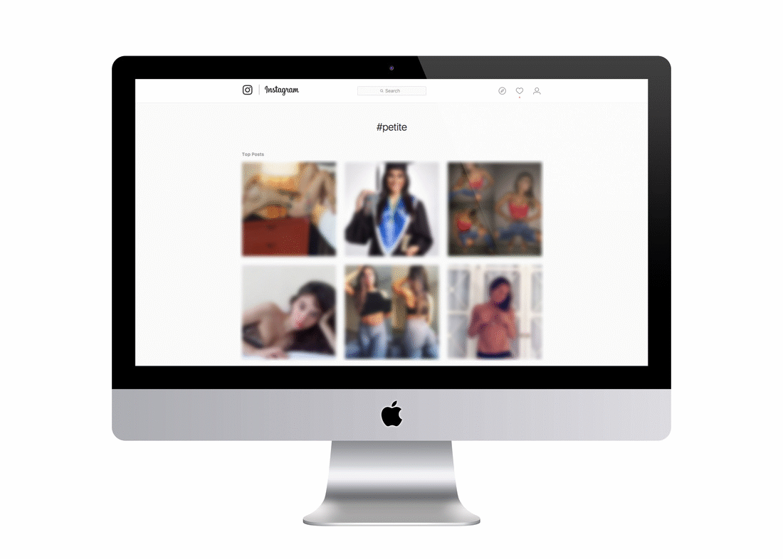 search of the hashtag #petite and Instagram's shadowban