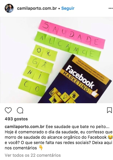 print de um post no instagram de camila porto