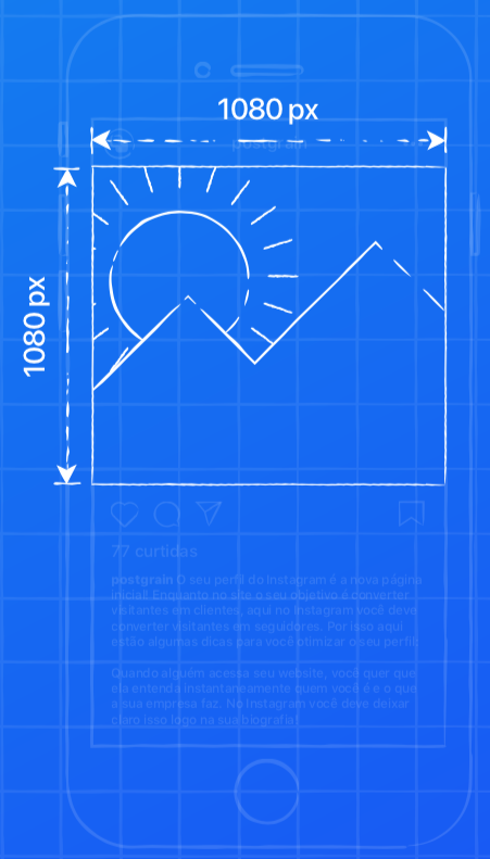 Tamanhos e dimensões para o instagram 2024 arte representando tamanho do post quadrado