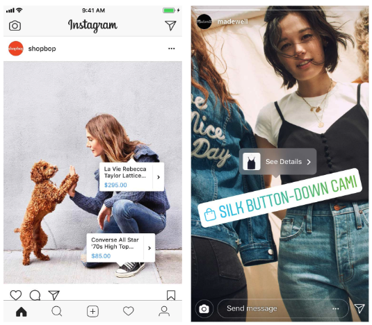 Screenshot - Instagram App, showcase of Instagram Shopping