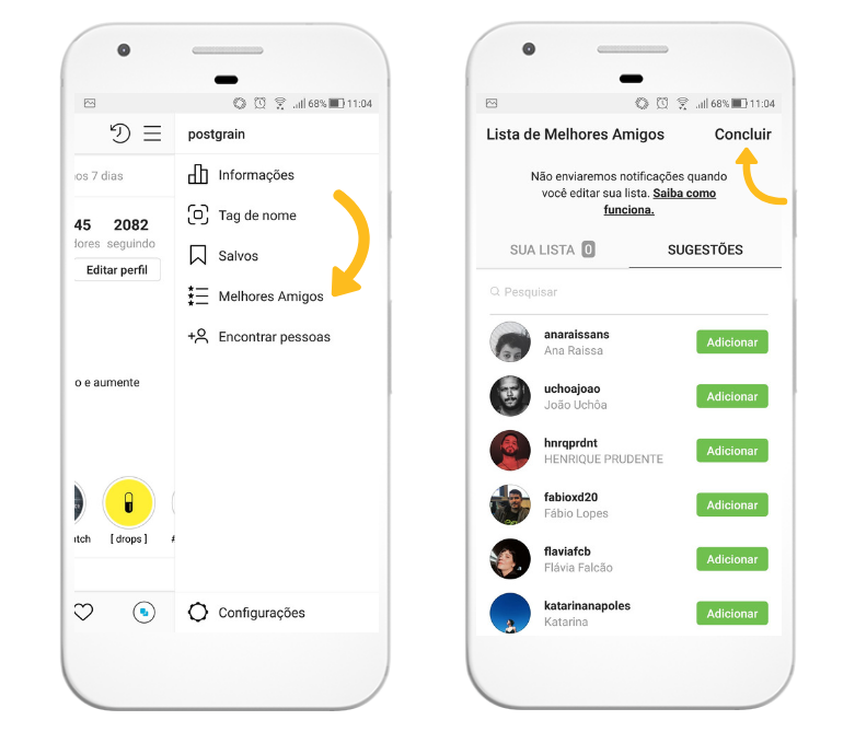 Aprenda como adicionar ou remover pessoas da sua lista de melhores amigos dos stories