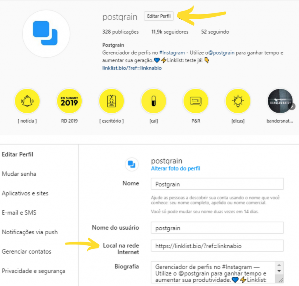 Como inserir link na bio do Instagram pelo computador