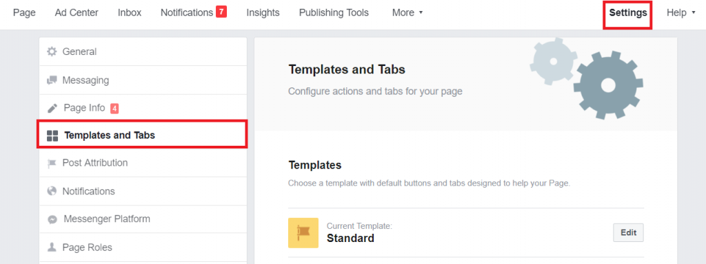 Screenshot - Facebook Page Settings