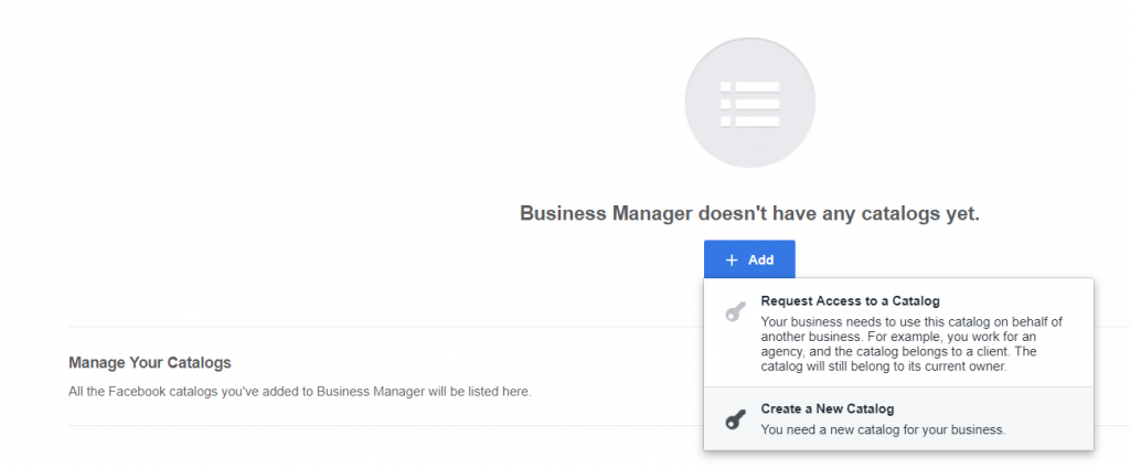 Screenshot - Creating a new catalog on Facebook Business Manager