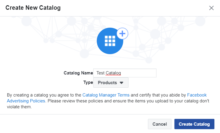 Screenshot - Creating a new catalog on Facebook Business Manager