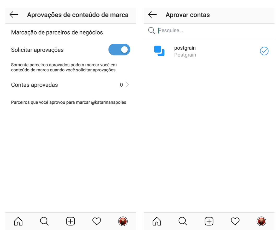 Captura de tela mostrando como usar a aprovação de conteúdo do Instagram Creator