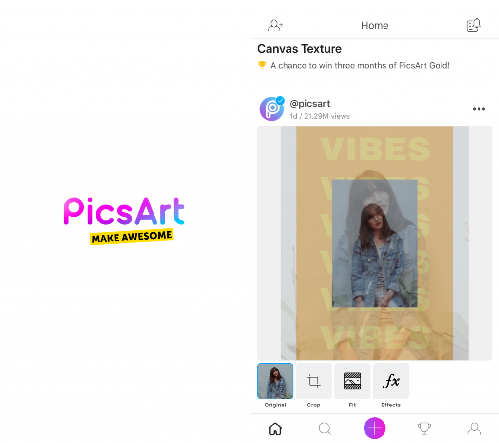Using PicsArt app example