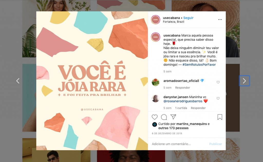 Captura de Tela do perfil do Instagram da marca Cabana