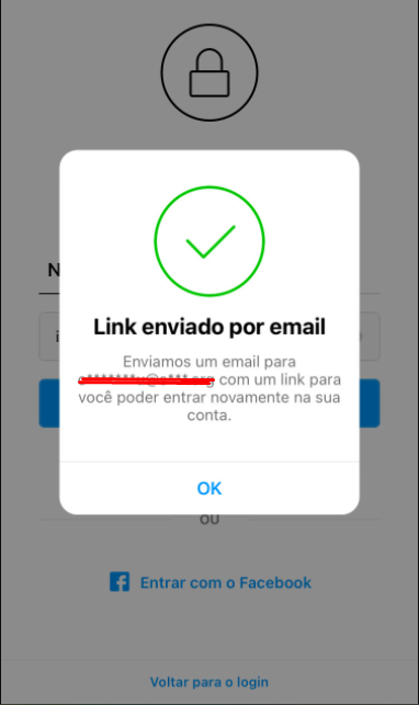 Tela do Instagram ensinando a recuperar conta invadida