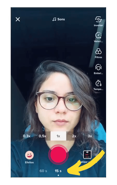 GIF mostrando como definir uma duração pro vídeo do TikTok