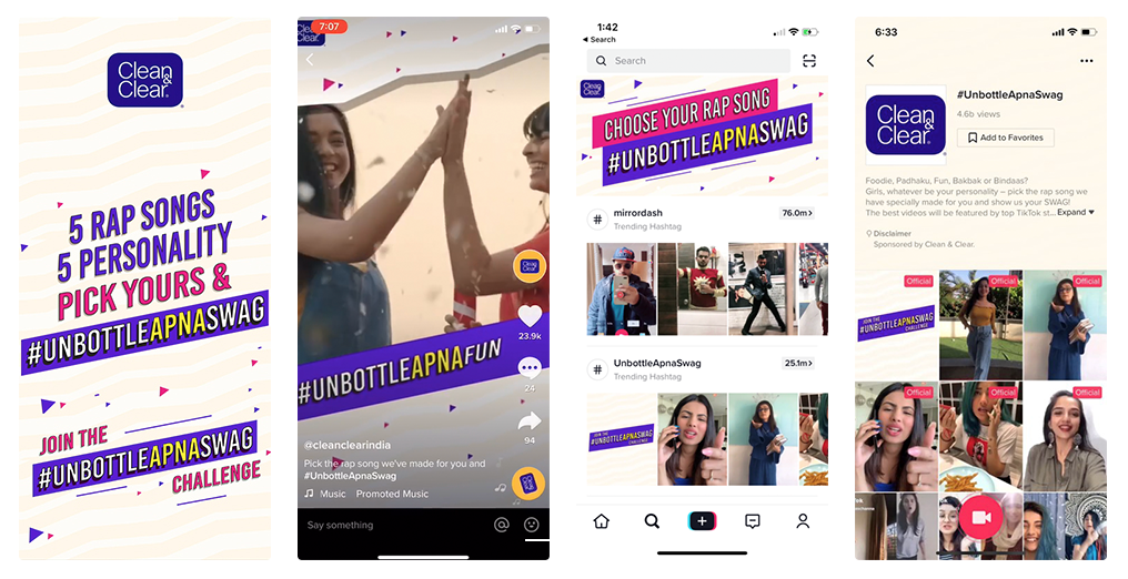 Capturas de tela mostrando anúncios no TikTok