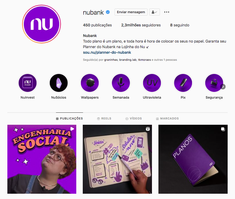 Foto de perfil do Instagram da Nubank