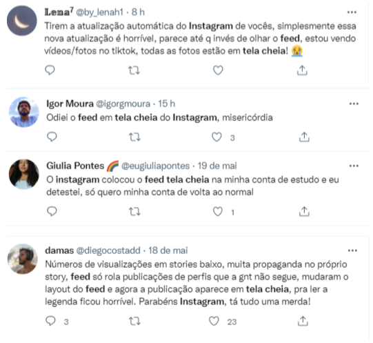 Feed tela cheia do Instagram opinião de brasileiros
