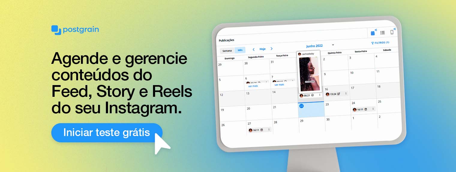 Agende e gerencie conteúdos do Feed, Story e Reels do seu Instagram com o Postgrain. Faça um teste grátis por 7 dias.