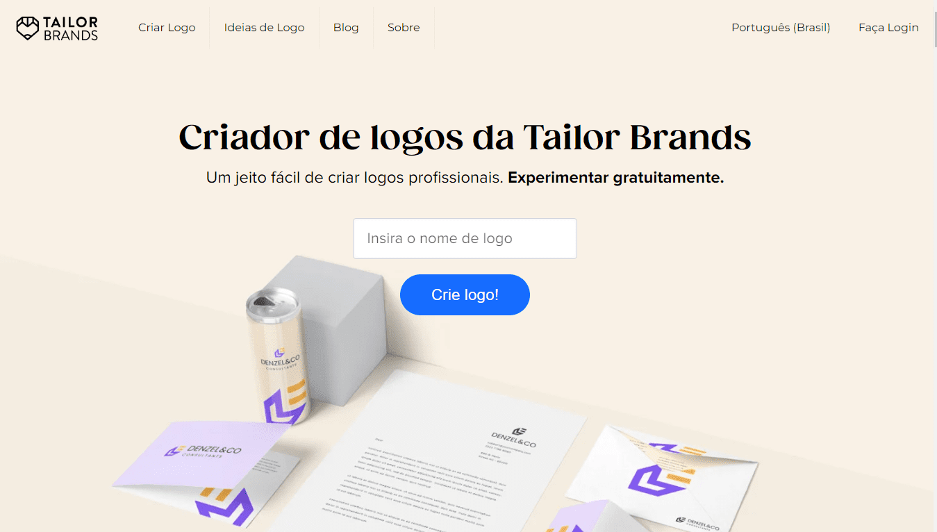 Site Tailor Brands permite criar logo grátis