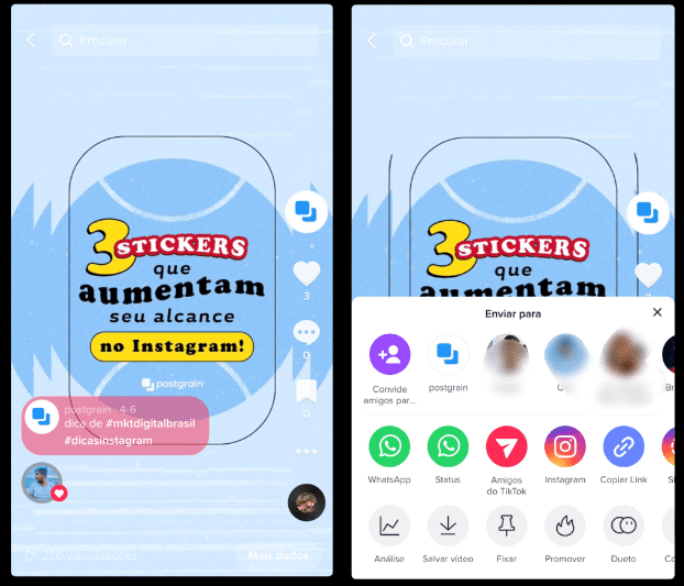 Como compartilhar vídeos do TikTok no Instagram