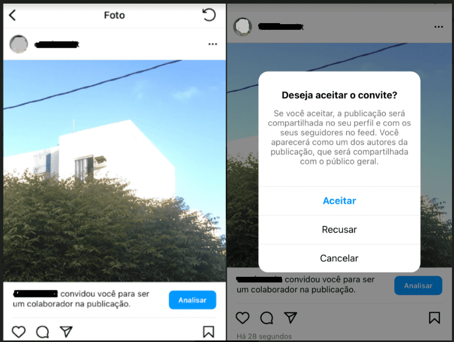 Instagram convidar colaborador para publicação