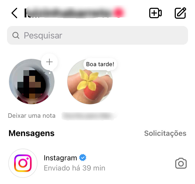 Direct message com Instagram Notas