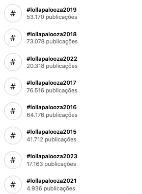 Print das hashtags do Lollapalooza