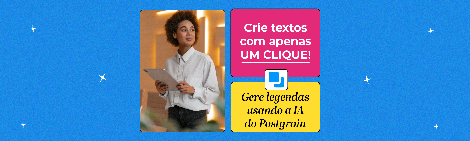 Banner de divulgação do Postgrain, gerenciador de postagens online.