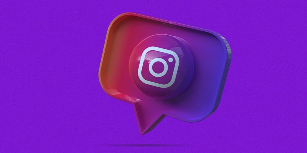 Alcance no Instagram - a imagem que ilustra o tema tem o fundo roxo e, no meio, um balão que simula o ícone do like só que com a logo do Instagram dentro dele.