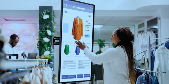 Mulher fazendo uma compra online, simulando o Phygital no varejo