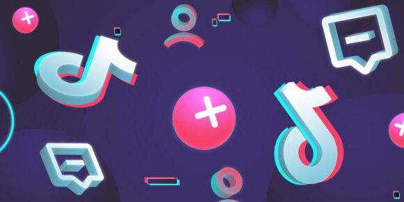 Arte com o logotipo do Tiktok shop